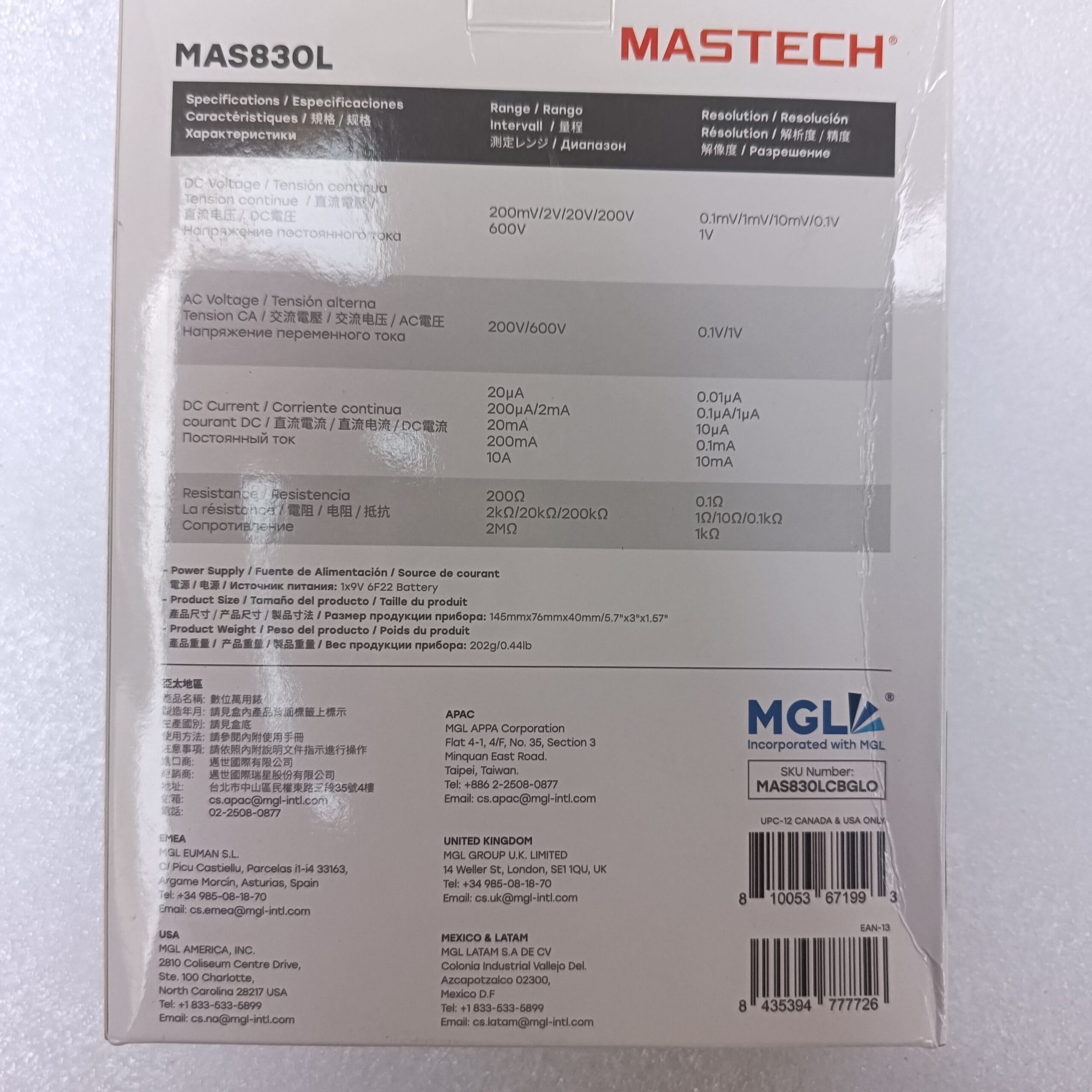 Mastech MAS830L Digital Pocket Multimeter